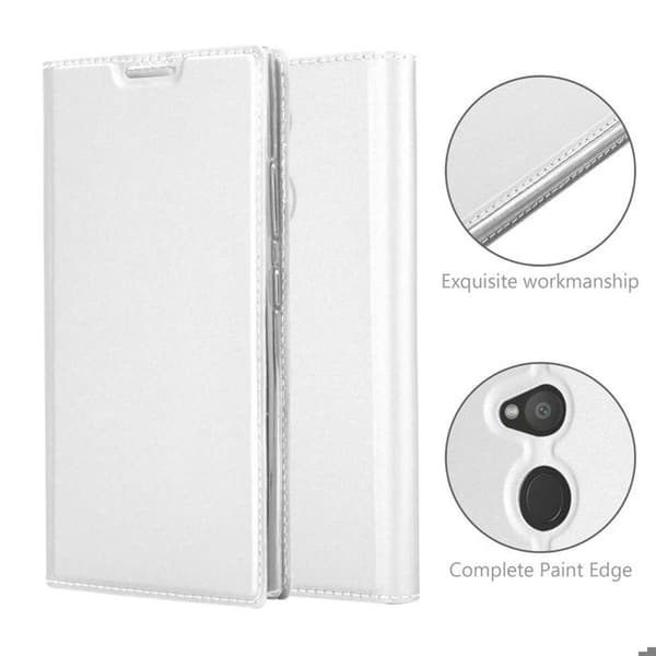 Flip-fodral för Sony Xperia L2 Etui i KLASSISK SILVER Plånbok Stötsäker Grå