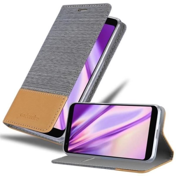 Plånboksfodral - CADORABO - Google Pixel 3 XL - Imiterat läder - Horisontellt stativ - Kortfack Grå
