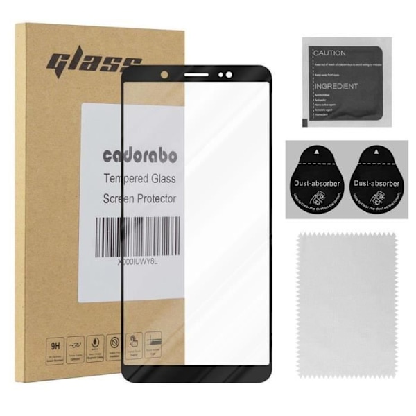 Skyddsfilm - CADORABO - Vivo V7 - Härdat glas - Full täckning - Reptålig TRANSP, SVART