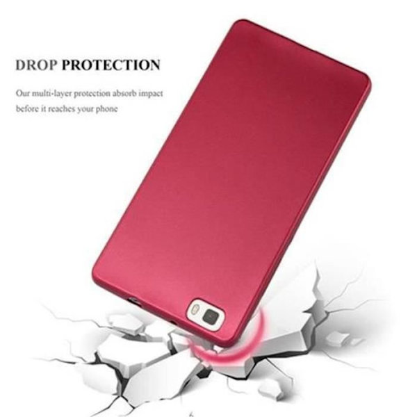 Huawei P8 LITE METALLIC RÖD Fodral Cadorabo METALLIC MATT DESIGN Fodral TPU Silikonskydd Fodral Fodral Ultra Slim Bumper