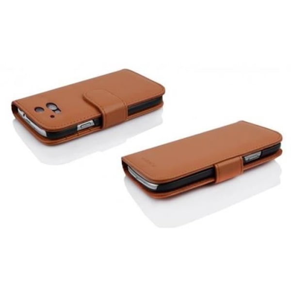 Etui Housse - CADORABO - HTC ONE M8 - Konstläder - Plånbok - 3 fack för kort COGNAC - MARRONE