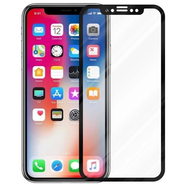 Härdat glas - CADORABO - iPhone X - XS - 5D Transparent - Fullständigt skydd - Reptålig Transparent, svart