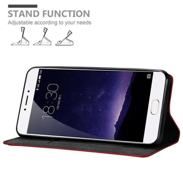 Telefonfodral - CADORABO - MEIZU MX6 - Rött konstläder - Magnetisk stängning - Ultratunt fodral Röd