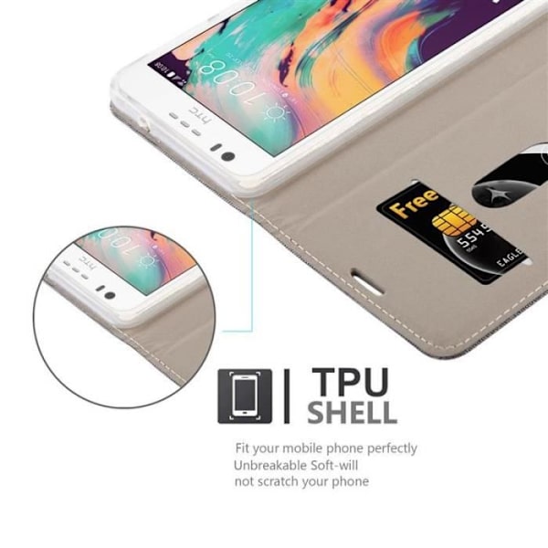 HTC Desire 10 LIFESTYLE Fodral - Desire 825 i SVART GRÅ från Cadorabo (TYG-LEATHERETTE Design) Fullt skyddsfodral med Mörkgrå