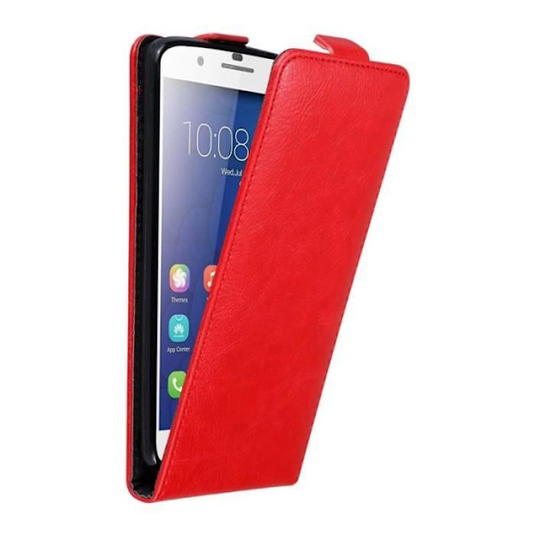 Flip-fodral - CADORABO - Honor 6 PLUS - Röd konstläder - Magnetisk stängning - Fullständigt skydd Röd