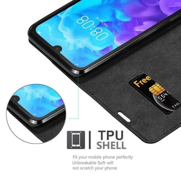 Fodral till Huawei Y5 2019 - CADORABO - Bokfodral - Svart konstläder - Magnetstängning - Stativfunktion Svart
