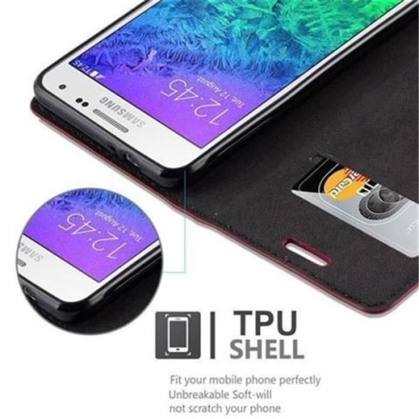Samsung Galaxy ALPHA-fodral i APPLE RED från Cadorabo (INVISIBLE MAGNETIC CLOSURE Design) Helt skyddsfodral med