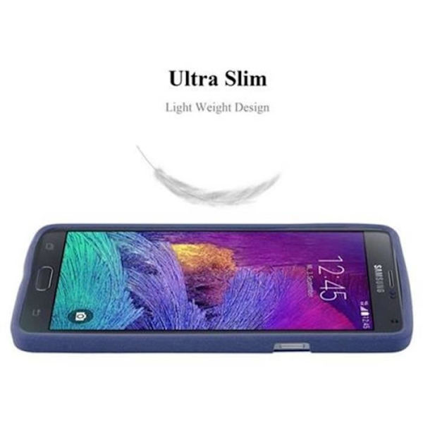 Samsung Galaxy NOTE 4 FROST MÖRKBLÅT Fodral Cadorabo FROST TPU Silikonskyddsfodral Skyddsfodral Ultra Slim Fin Bumper