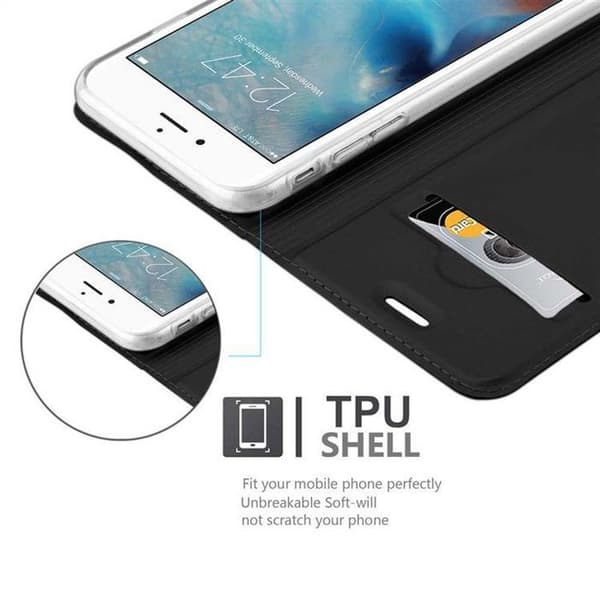 Flip-fodral för iPhone 6 PLUS / 6S PLUS Klassisk svart plånbok Stötsäker Svart