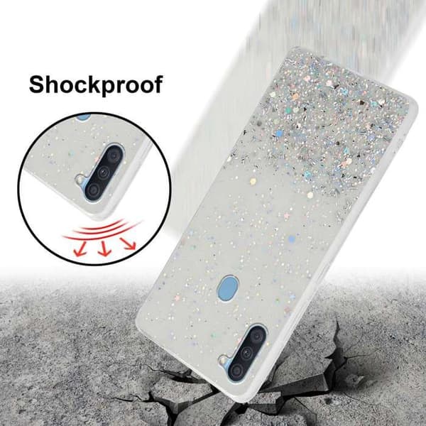 Transparent skal för Samsung Galaxy A11 / M11 med glitter, skyddande glittrande design Vit