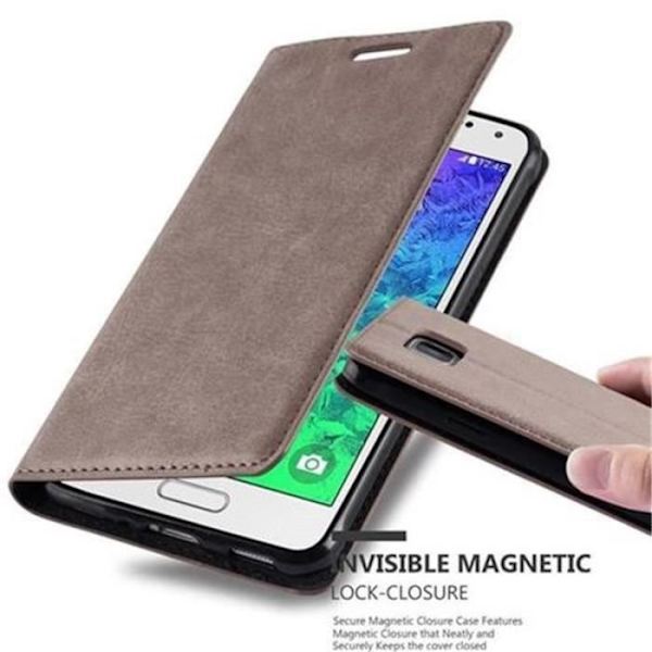 Cadorabo Samsung Galaxy ALPHA KAFFE BRUNT Fodral Osynlig magnetisk STÄNGNING Fodral Fodral stöder stativ och kortplats