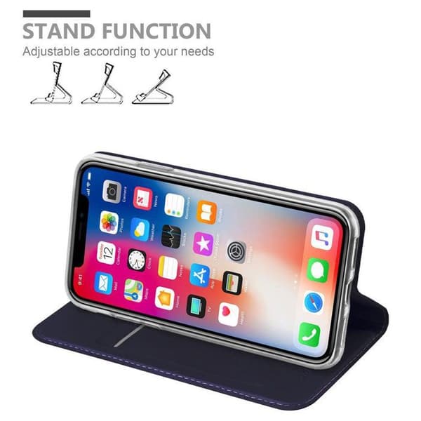 Flip-fodral för iPhone X / XS i CLASSY MÖRKBLAU Plånbok Stötsäker Blå