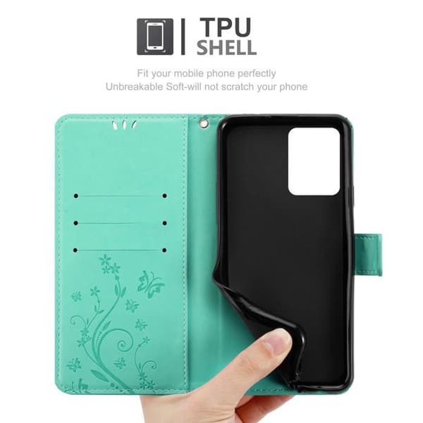 Fodral med lock för Xiaomi Poco X5 Etui i TURKOS BLOMSTERdesign Skydd Design Blomster Plånbok Blå