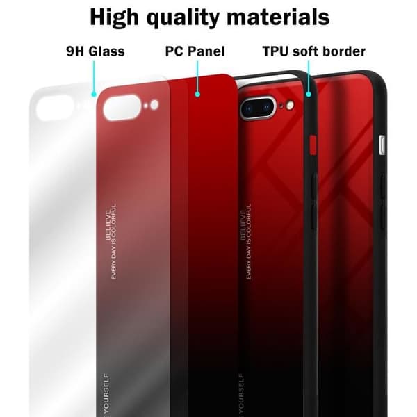 Fodral för iPhone 7 PLUS / 7S PLUS / 8 PLUS i RÖD - SVART Stötsäker Bicolor design Svart