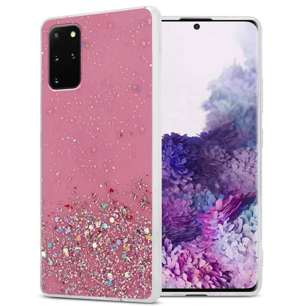 Skyddsfodral för Samsung Galaxy S20 PLUS Rosa med Glitter Skydd Glittrande Design Ros