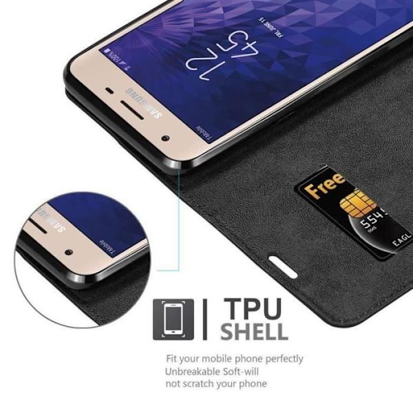 Coque portefeuille - CADORABO - Samsung Galaxy J3 2018 - Syntetiskt läder - Magnetstängning - 360° lock Svart
