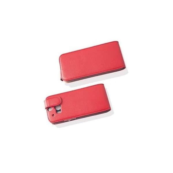 Fodral för HTC ONE M8 Etui i KIRSSRÖD Hölster Skydd Flip i konstläder Plånbok Röd