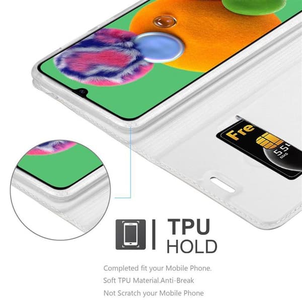 Flipfodral för Samsung Galaxy A90 5G Etui i KLASSISK SILVER Plånbok Stötsäker Grå