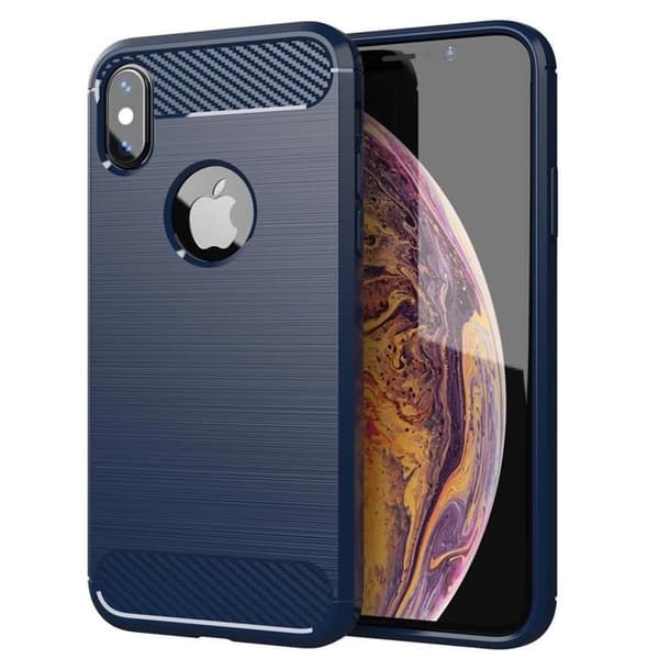 iPhone XS MAX Fodral BORSTAD BLÅ Kolfiber Design Blå