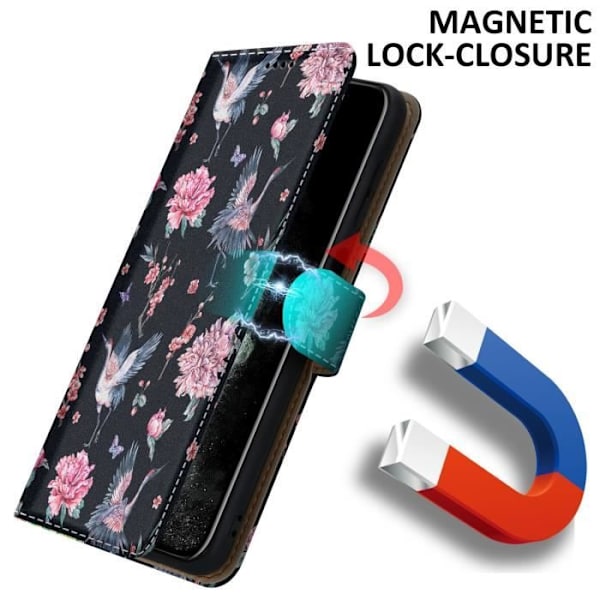 Coque - CADORABO - iPhone 11 PRO - Krane & Blommor - Magnetisk stängning - Ställfunktion