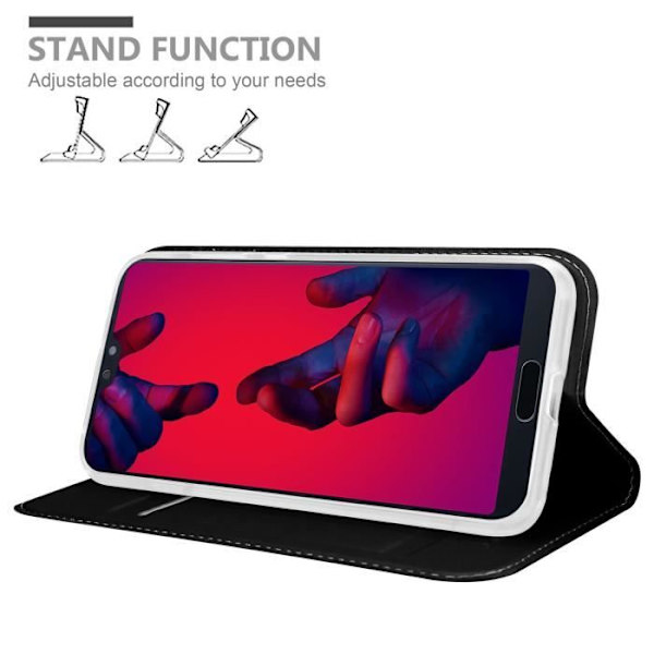 Fodral för Huawei P20 PRO / P20 PLUS Fodral i CLASSY BLACK Fodral Fodral Skydd Magnetisk stängning Plånbok Stilren svart