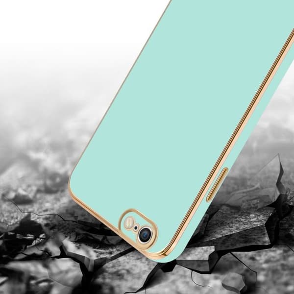 iPhone 6 / 6S Fodral Glansig Mintgrön - Guld med skydd för kamera Grön