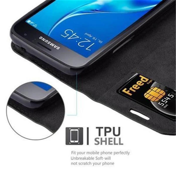 Samsung Galaxy J1 MINI 2016 (6) Fodral i NIGHT BLACK från Cadorabo (INVISIBLE MAGNETIC CLOSURE Design) Fodral med fullständigt skydd