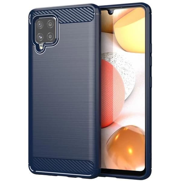 Skyddsfodral för Samsung Galaxy A42 4G BORSTAD BLÅ Kolfiberdesign Blå