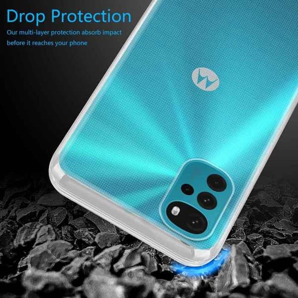 Transparent stötsäker silikonfodral för Motorola MOTO G22 Vit