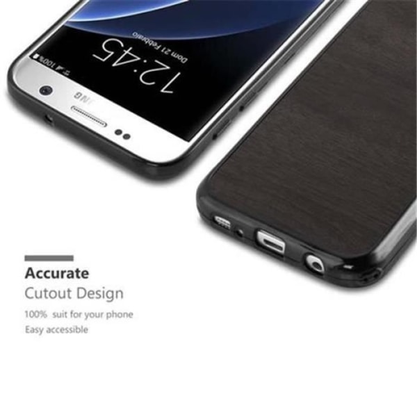 Samsung Galaxy S7 Fodral TRÄSVART Cadorabo TRÄDESIGN Fodral TPU Silikonskydd Fodral Fodral Ultra Slim Bumper