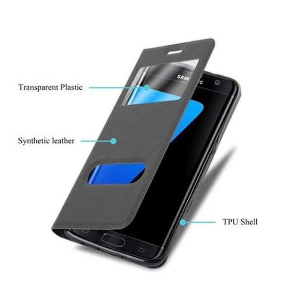 Samsung Galaxy S7 EDGE Fodral i COMET BLACK från Cadorabo (Design VIEW) Helt skyddsfodral med flip flik, stativ