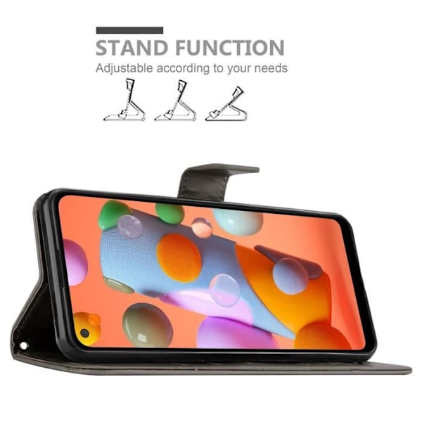 Coque - CADORABO - Samsung Galaxy A11 / M11 - Similicuir - Grå Blommor - Plånboksfodral med Ställfunktion Blommig grå