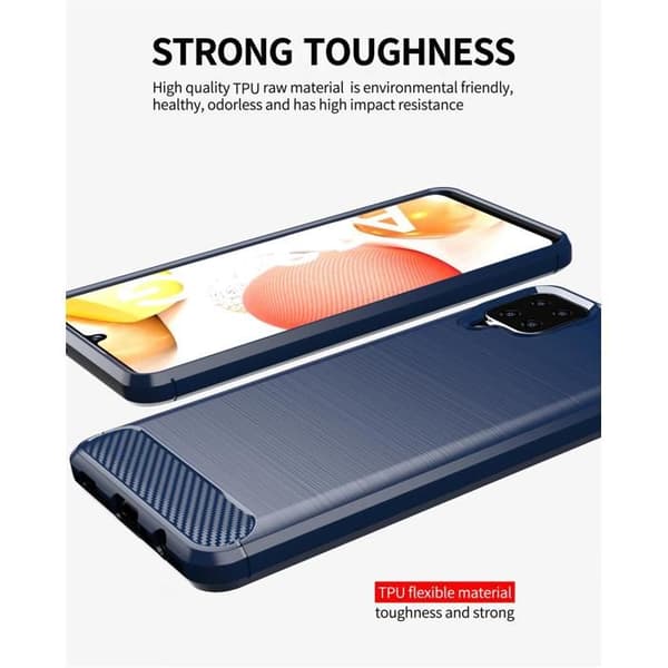 Skal för Samsung Galaxy A12 / M12 BORSTAD BLÅ Kolfiberdesign Blå