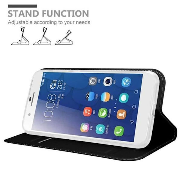 Honor 6 PLUS Fodral - CADORABO - Svart - Magnetskydd - Kortfack - Stativfunktion Svart
