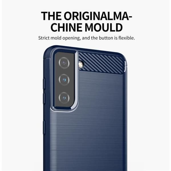 Skyddsfodral för Samsung Galaxy S21 PLUS i BORSTAD BLÅ Design med Kolfiber BORSTAD BLÅ