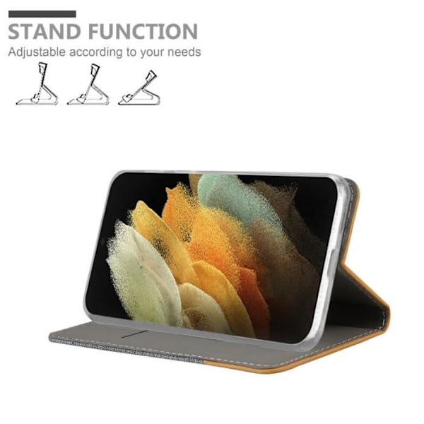 Coque - CADORABO - Samsung Galaxy S22 ULTRA - Ljus Gråbrun - Similläder - Magnetisk Stängning LJUSGRÅ BRUN