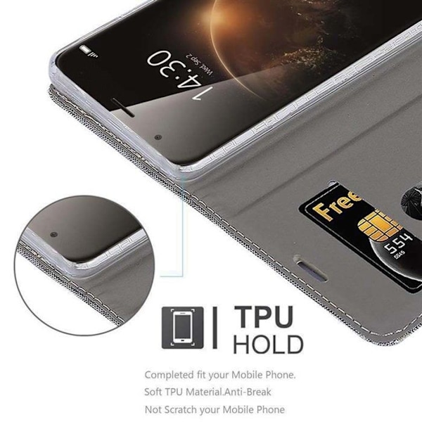 Coque för Huawei ASCEND G7 PLUS / G8 / GX8 Fodral i GRÅ SVART Etui Case Cover Skydd med magnetisk stängning Grå