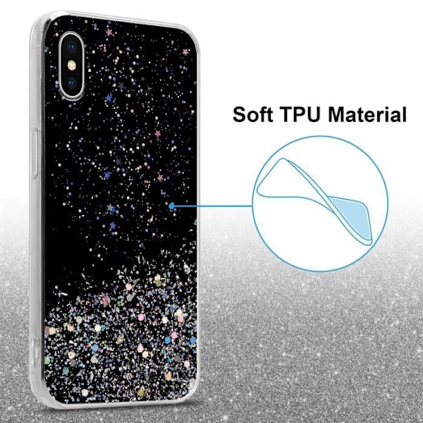 Fodral för Apple iPhone XS MAX Fodral i svart med glitterfodral Skyddande silikon TPU Glitter paljetter