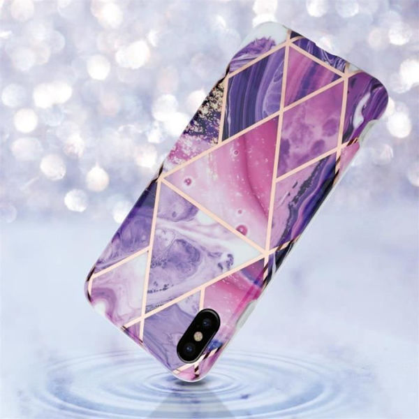 Fodral - CADORABO - iPhone X / XS - Purple Wave Marble - TPU silikonskydd - Trendig design Lila