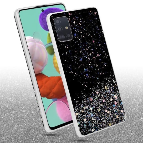 Fodral för Samsung Galaxy A51 5G Fodral i svart med glitterfodral Skyddande silikon TPU Glitter paljetter