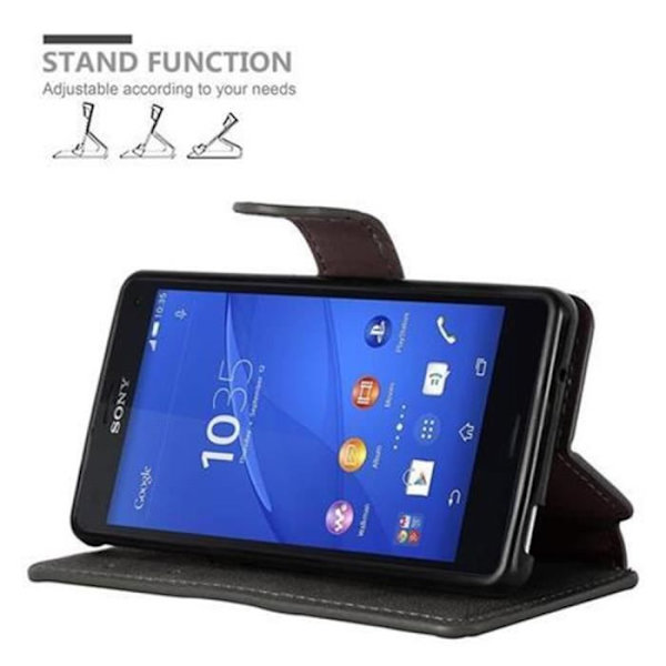 Fodral - CADORABO - Sony Xperia Z3 COMPACT - Läderimitation - Stativfunktion - Retro Grå