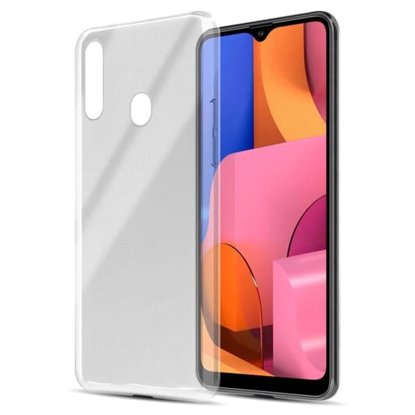 Transparent stötsäker silikonfodral för Samsung Galaxy A20s Vit