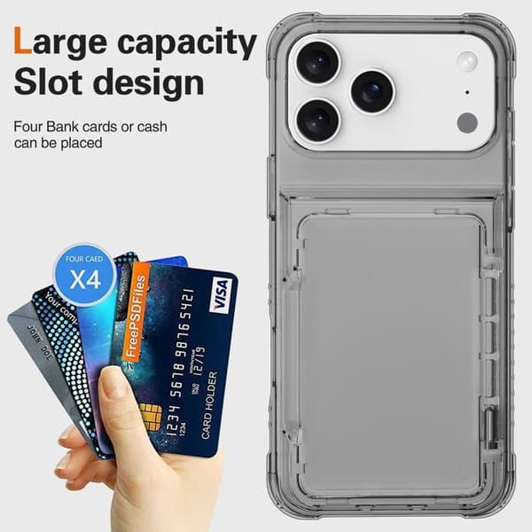 iPhone 17 PRO-fodral i svart med kortfack Svart