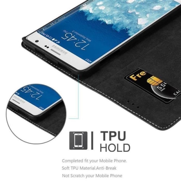 Plånboksfodral - CADORABO - Galaxy NOTE EDGE - Syntetläder - Svart - Osynlig magnetisk stängning Svart