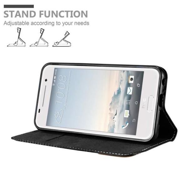 Plånboksfodral - CADORABO - HTC One A9 - Läderimitation - Brun - Osynlig magnetisk stängning kastanj