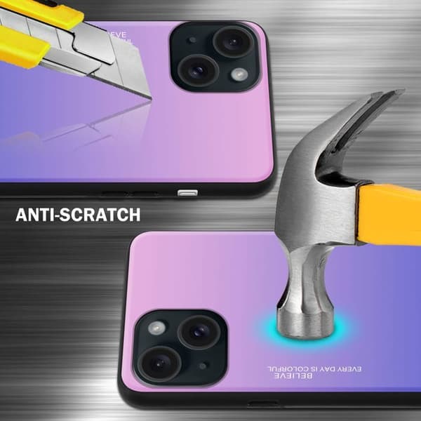 iPhone 14 PLUS Fodral i ROSA - BLÅ Stötsäker Bicolor Design Svart