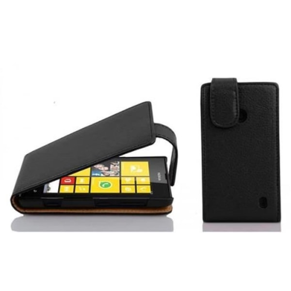 Cadorabo Nokia Lumia 520 DESIGN FLIP Style Fodral Skal i konstläder Struktur JET SVART