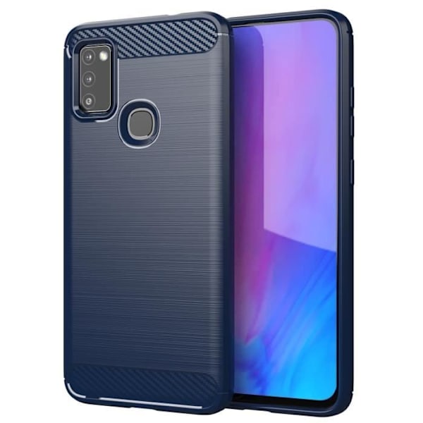 Skyddshölje - CADORABO - Samsung Galaxy M51 - Silikon TPU - Kolfiberdesign - Brossad rostfritt stål Blå