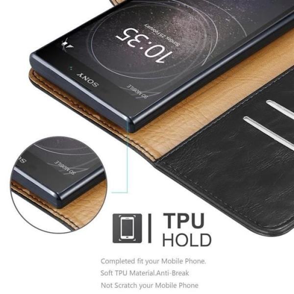 Fodral - CADORABO - Sony Xperia L2 - Läderimitation - Svart - Stativfunktion Svart