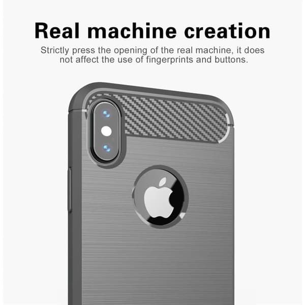 iPhone XS MAX Fodral BORSTAD GRÅ Kolfiber Design Grå